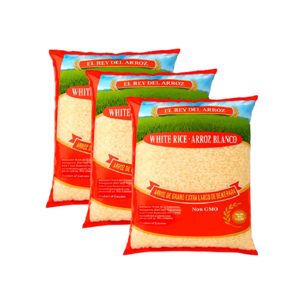 Arroz blanco de grano extra largo El rey del arroz (3 x 1 kg / 2.2 lb) - Miniatura 1