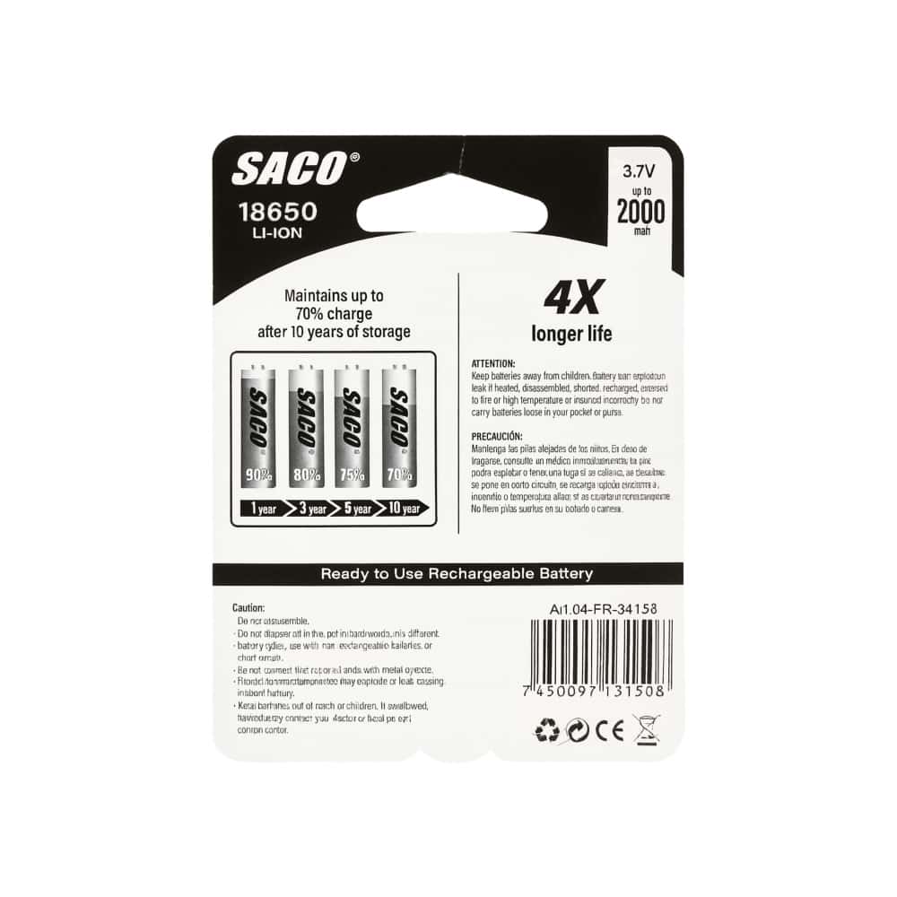 Baterías recargables 18650 Saco FR-34158 (4 U) - Miniatura 2