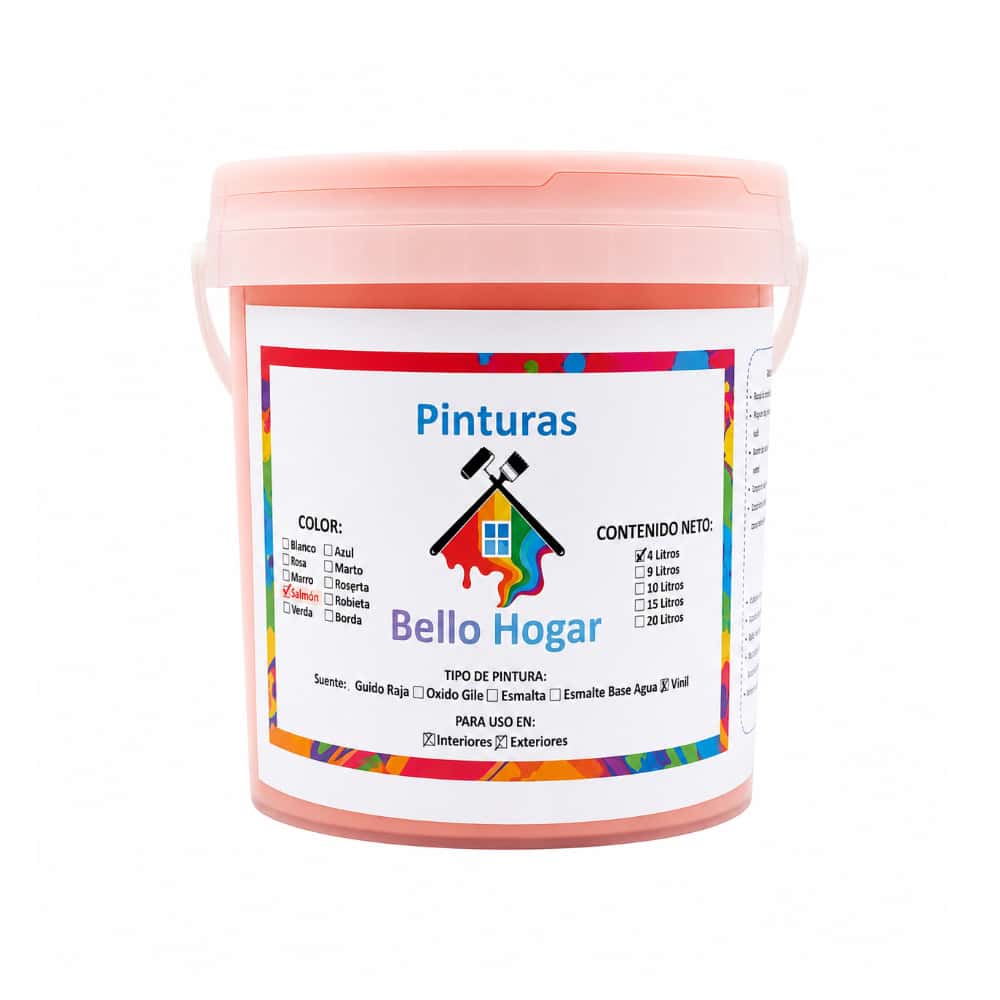 Pintura vinílica interior y exterior color salmón Bello Hogar (4 L) - Miniatura 1