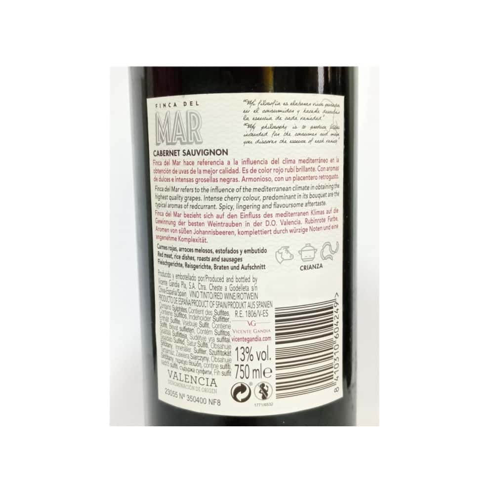 Vino tinto cabernet sauvignon Finca Del Mar (750 ml) - Miniatura 3