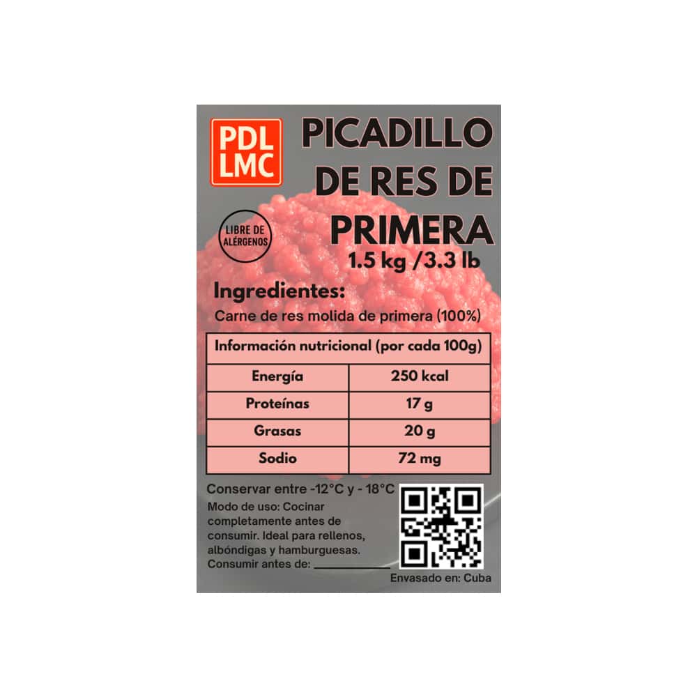 Picadillo de res de primera PDL LMC (1.5 kg / 3.3 lb) - Miniatura 3