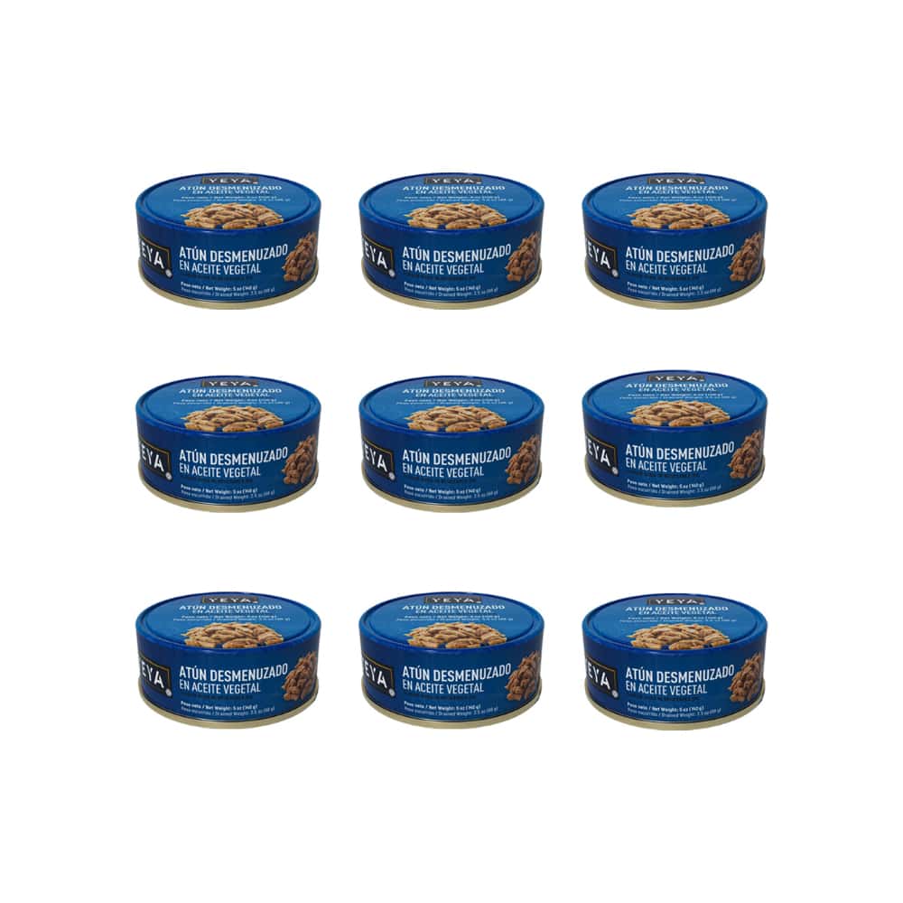 Atún desmenuzado en aceite vegetal YEYA (9 x 140 g / 5 oz) - Miniatura 1