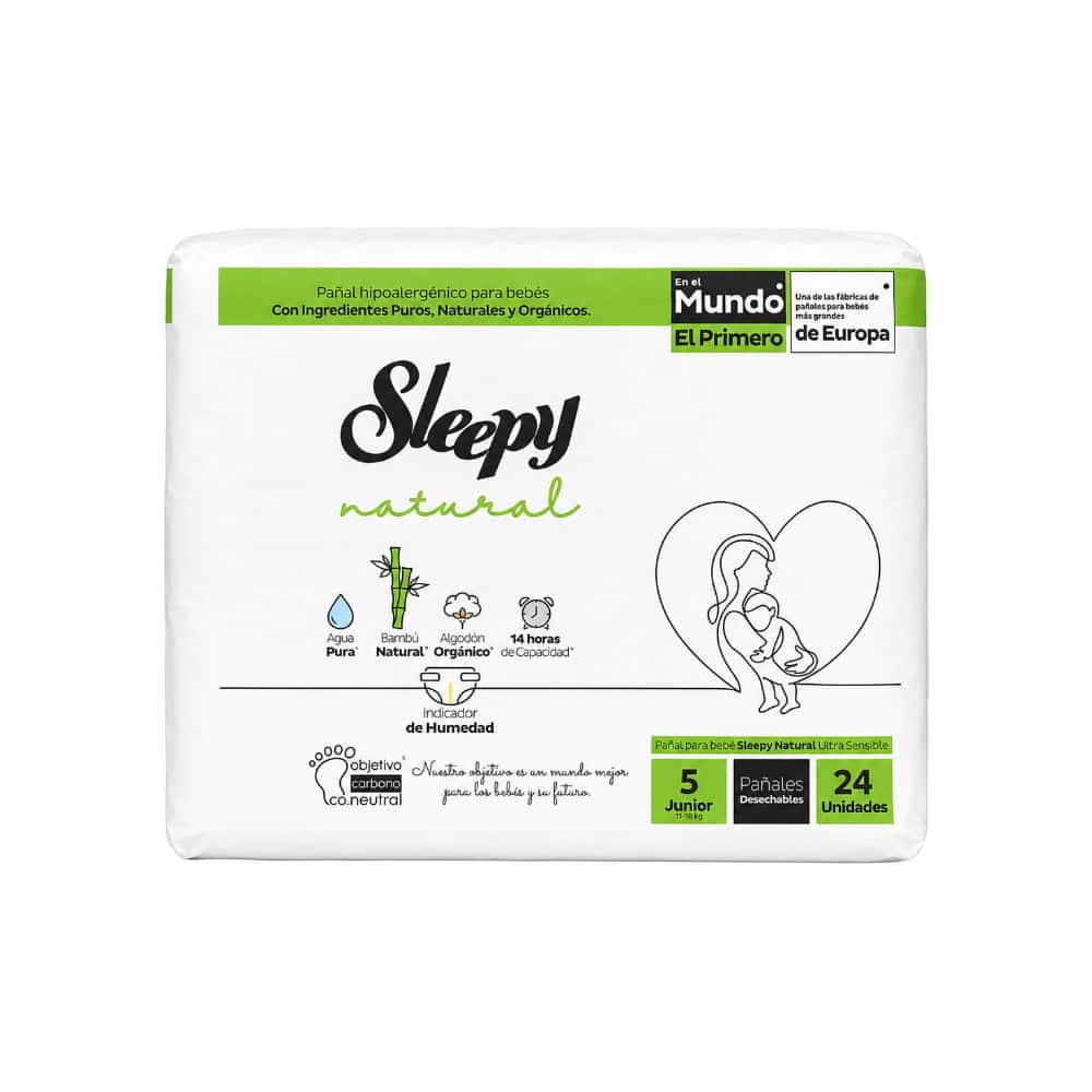 Pañales desechables para bebé etapa 5 Sleepy Natural (24 U) - Miniatura 1