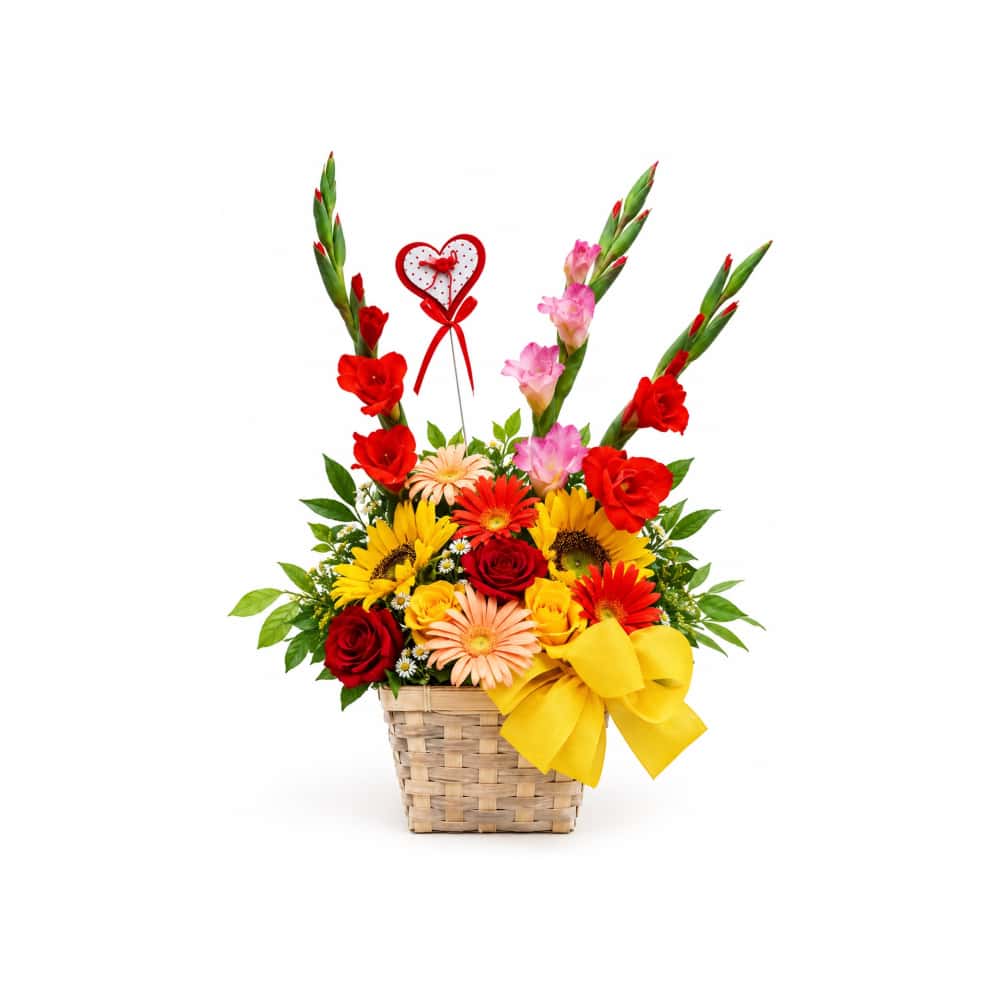 Confección en cestica de mimbre con flores variadas Ola Flowers - Miniatura 1