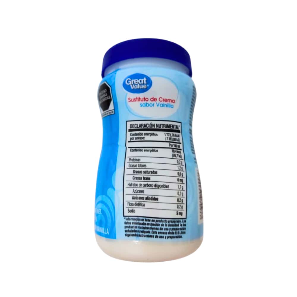 Sustituto de crema en polvo para café sabor vainilla Great Value (160 g / 5.6 oz) - Miniatura 2