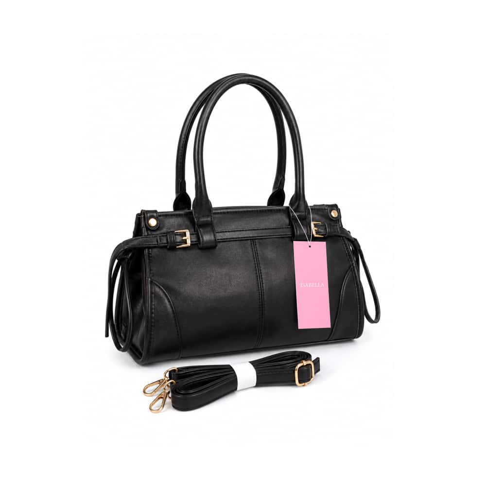 Bolso tote estructurado negro con cinturón decorativo y asas extraíbles Isabella (1 U) - Miniatura 1