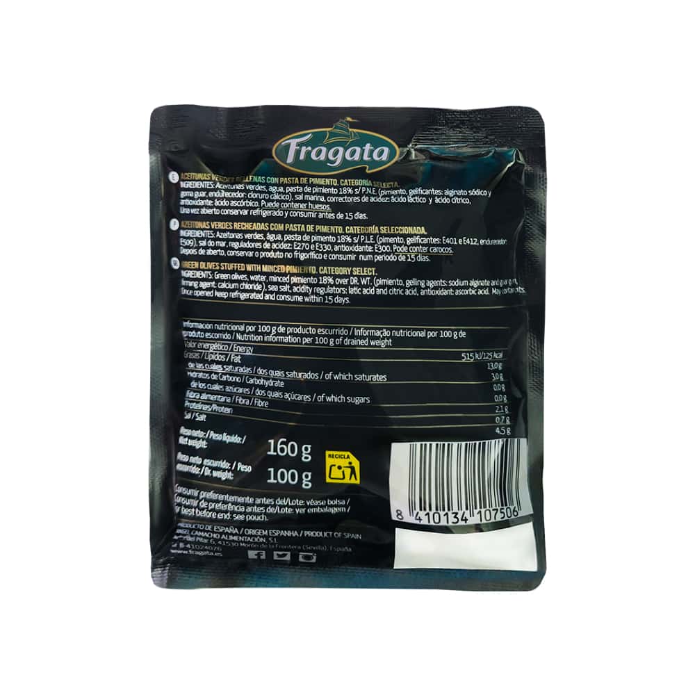 Aceitunas verdes rellenas con pimiento Fragata (160 g / 5.64 oz) - Miniatura 3