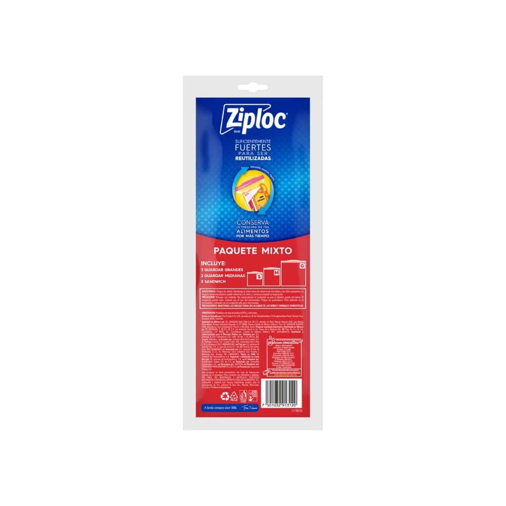 Bolsas reutilizables de plástico transparente para guardar Ziploc (9 U) - Miniatura 2