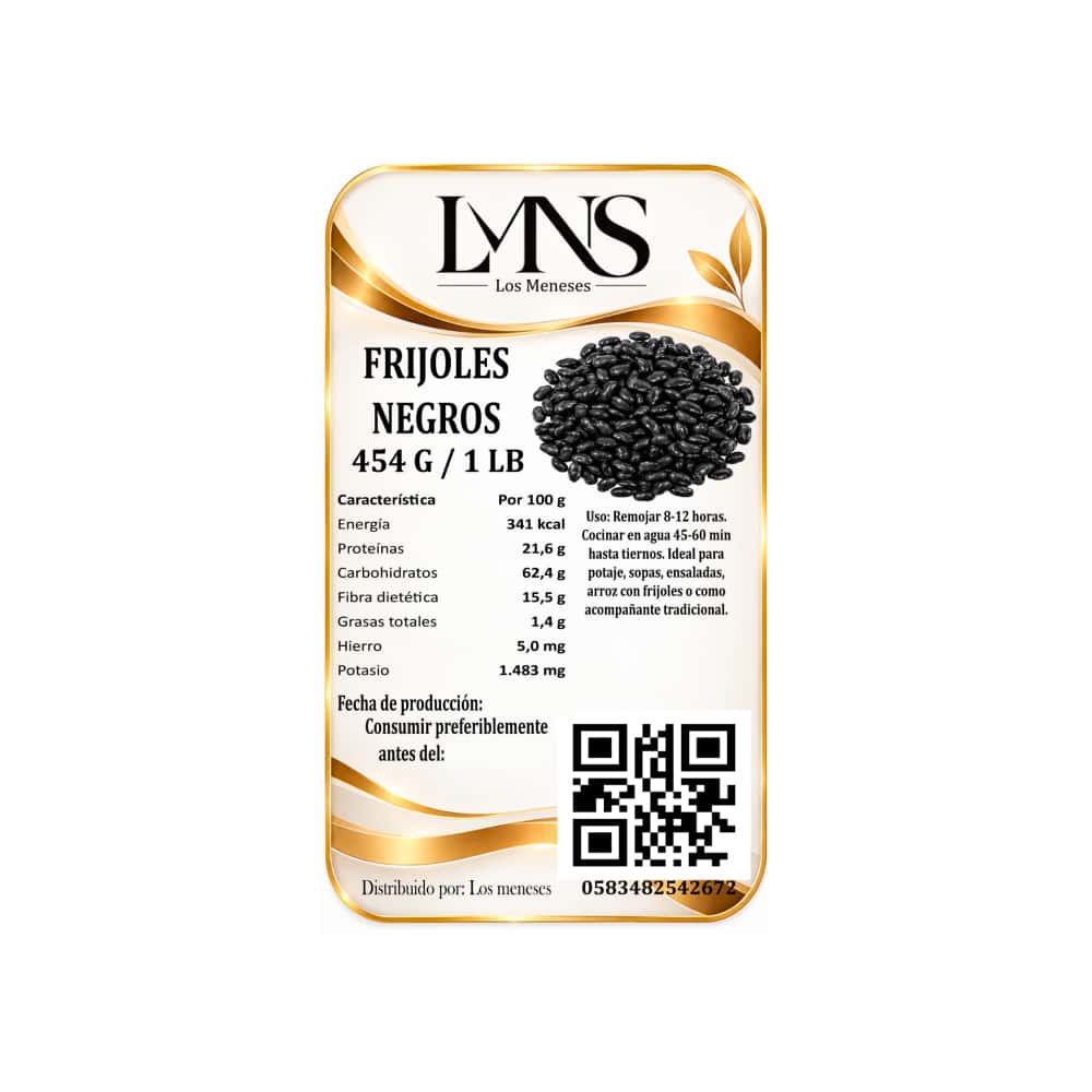Frijoles negros Los Meneses (454 g / 1 lb) - Miniatura 2