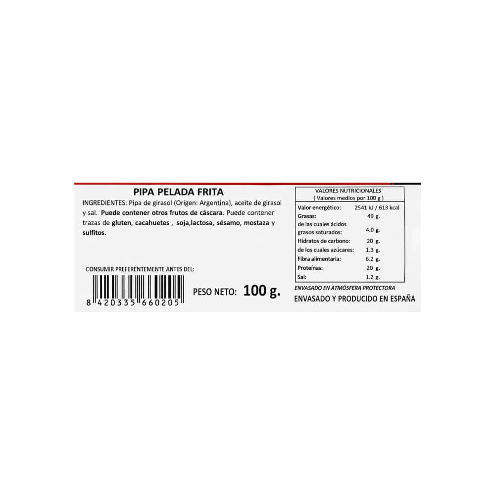 Pipas de girasol peladas fritas LA BATURRICA (100 g / 3.52 oz) - Miniatura 3