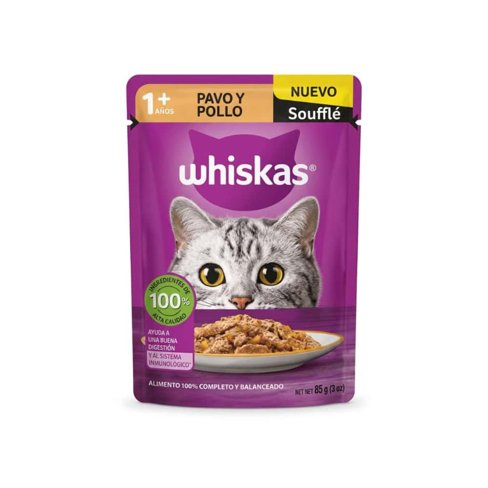 Alimento para gato adulto de más de un año soufflé de pavo y pollo Whiskas (85 g / 2.99 oz) - Miniatura 6