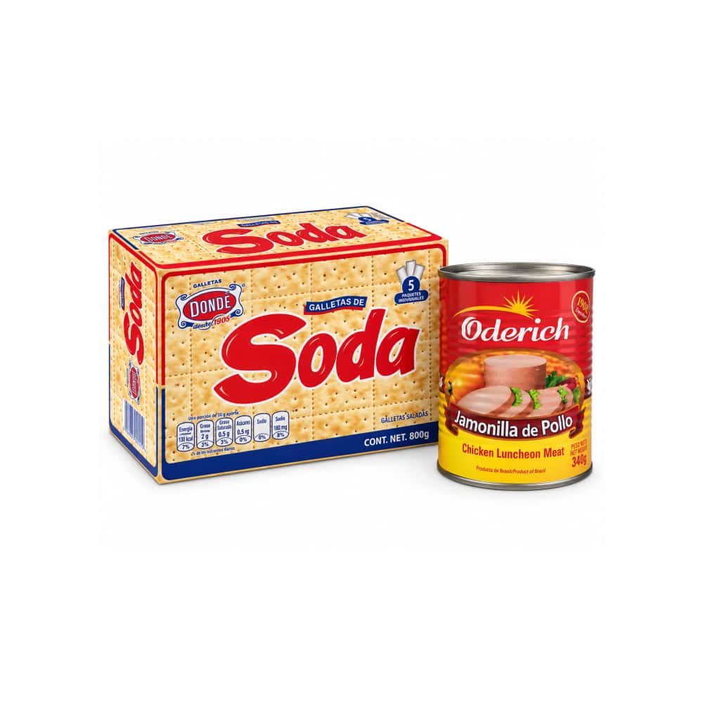 Café espresso Myra (250 g / 8.8 oz) + Frijoles negros tipo 1 Rei da Mesa Feijao (1 kg / 2.2 lb) + Espaguetis Elessa (500 g / 1.10 lb) + Galletas de soda Dondé (800 g / 1.76 lb) + Jamonilla de pollo Oderich (340 g / 0.75 lb) - Miniatura 2