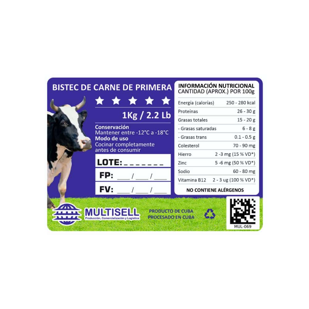 Bistec de carne de primera de res Multisell (1 kg / 2.2 lb) - Miniatura 4