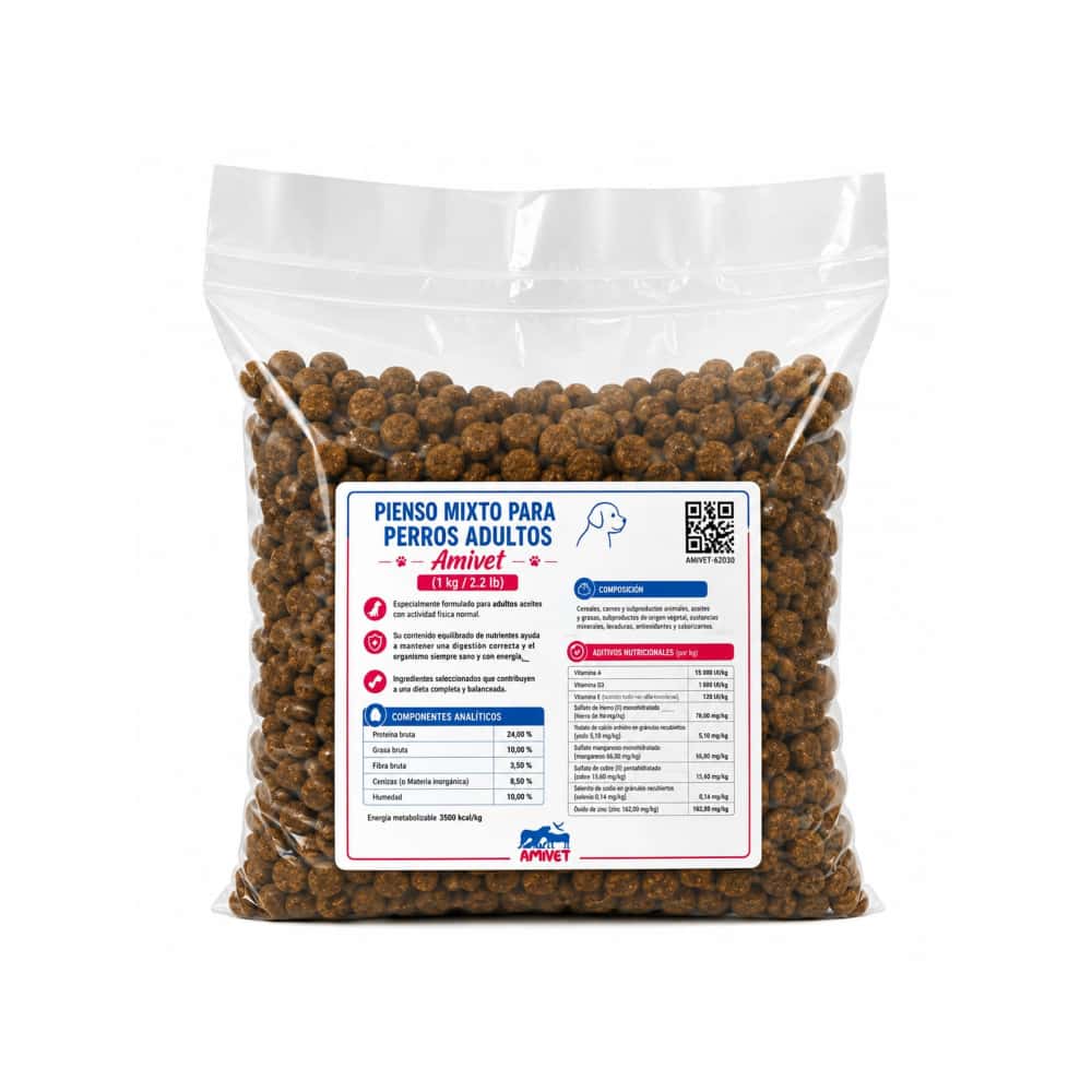 Pienso mixto para perros adultos Amivet (1kg / 2.2 lb) - Miniatura 2