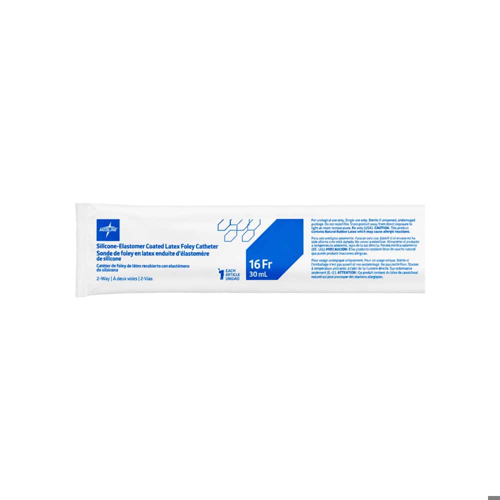 Catéter de Foley 2 vías de látex con recubrimiento elastomérico de silicona, calibre 16 Fr, balón 30 ml Medline - Miniatura 3