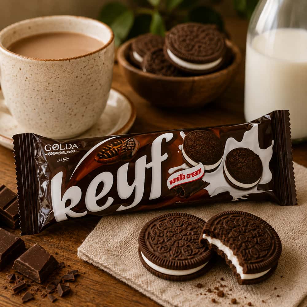 Galleta sándwich de chocolate con crema de vainilla Keyf Golda (50 g / 1.76 oz) - Miniatura 4