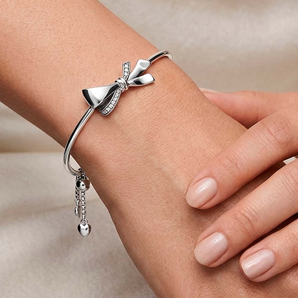 Pulsera de plata S925 estilo Pandora Moments deslizante lazo reluciente - Miniatura 3