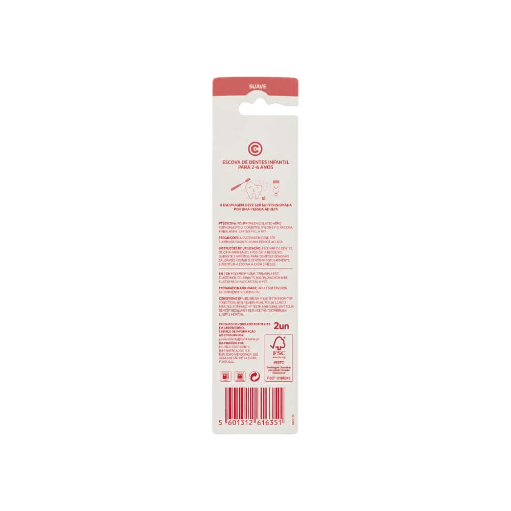 Cepillo de dientes suave infantil 2-6 años Continente (2 U) - Miniatura 2