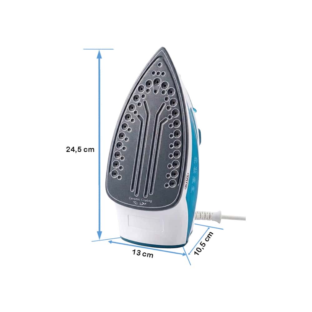 Plancha de vapor eléctrica blanca y azul TATO YB-202 - Miniatura 3