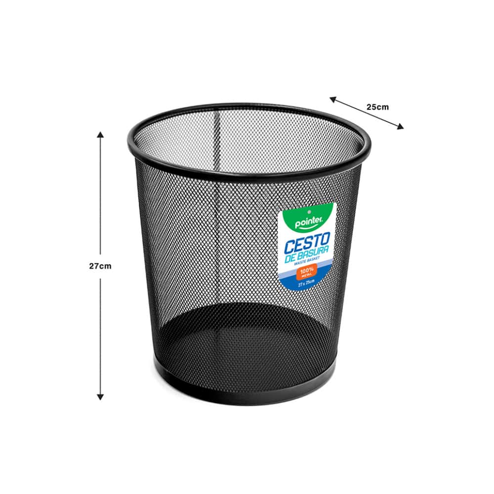 Cesto metálico para basura de 10.5" color negro Pointer - Miniatura 4