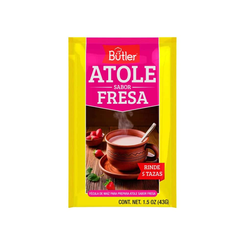 Fécula de maíz para preparar atole sabor fresa Bütler (43 g / 1.5 oz) - Miniatura 1