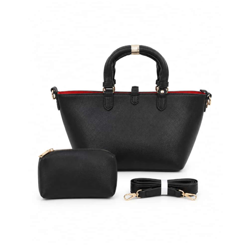 Bolso tote negro con neceser a juego y asas extraíbles Isabella - Miniatura 2