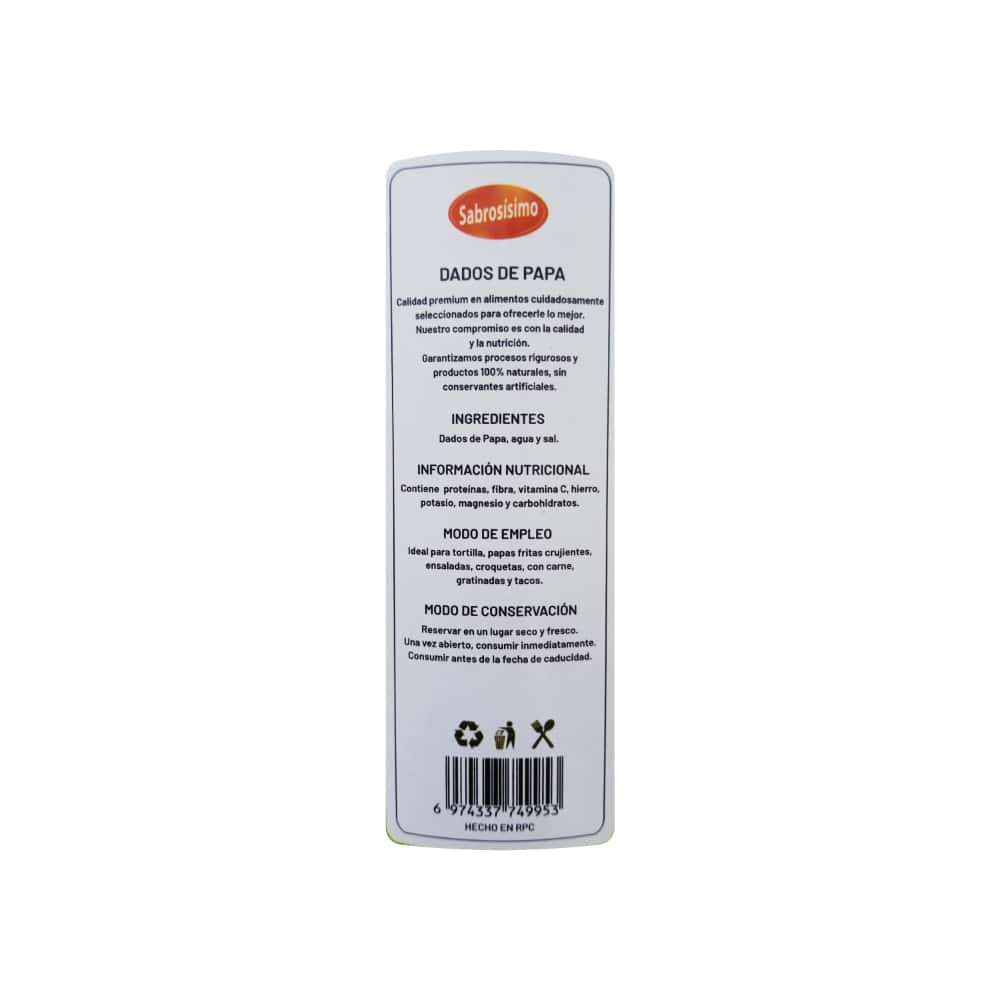 Dados de papa enlatado Sabrosísimo (425 g / 14.99 oz) - Miniatura 3