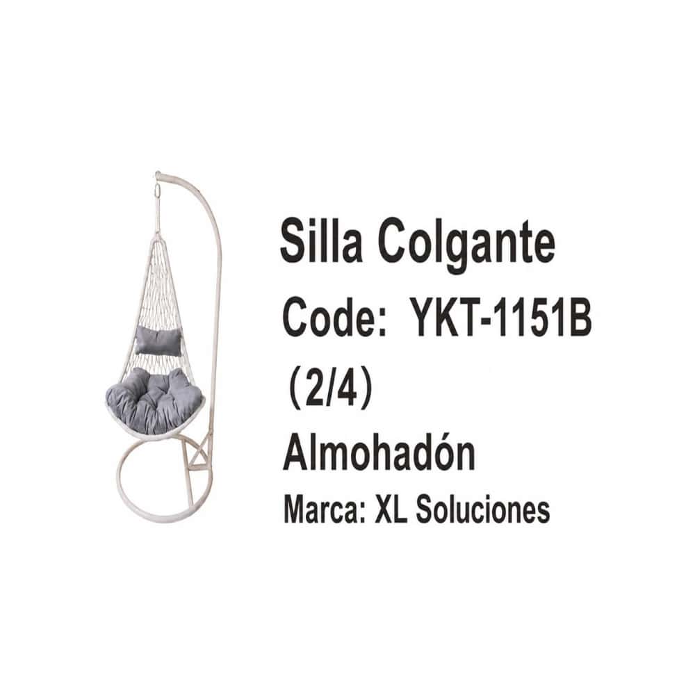 Silla colgante blanca con almohadón y cojín XL Soluciones YKT-1151B - Miniatura 3