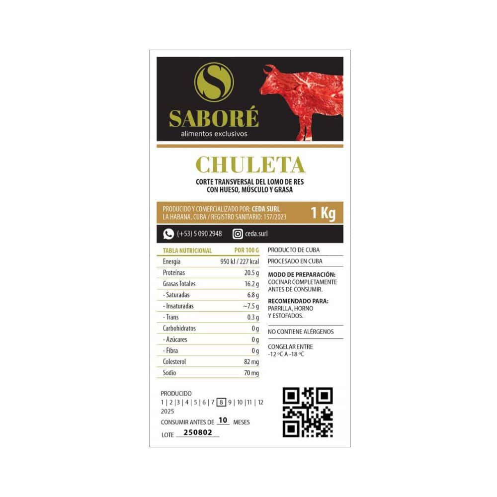 Chuleta de res con huesos Saboré (1 kg / 2.2 lb) - Miniatura 3