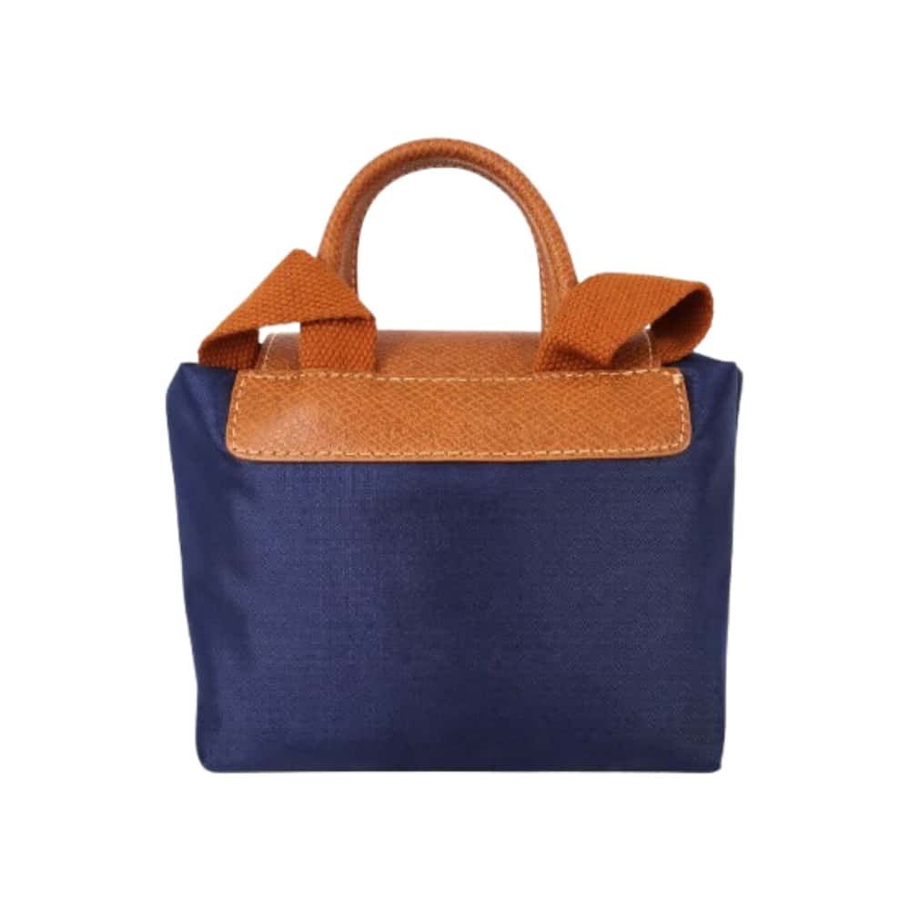 Mochila convertible de nailon azul marino con detalles en camel Isabella - Miniatura 3