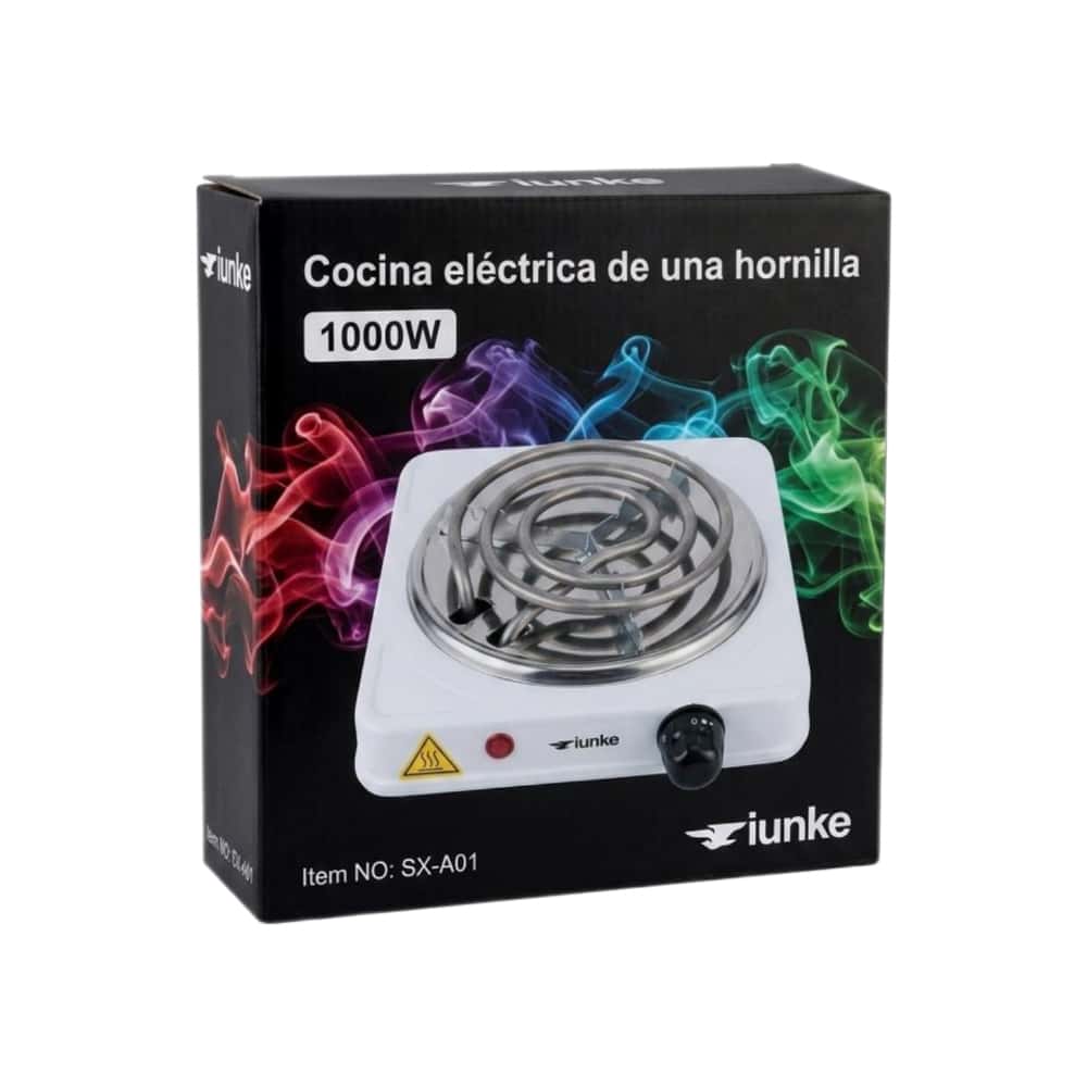 Cocina eléctrica 1 quemador en espiral color blanco Iunke 1000 W - Miniatura 2