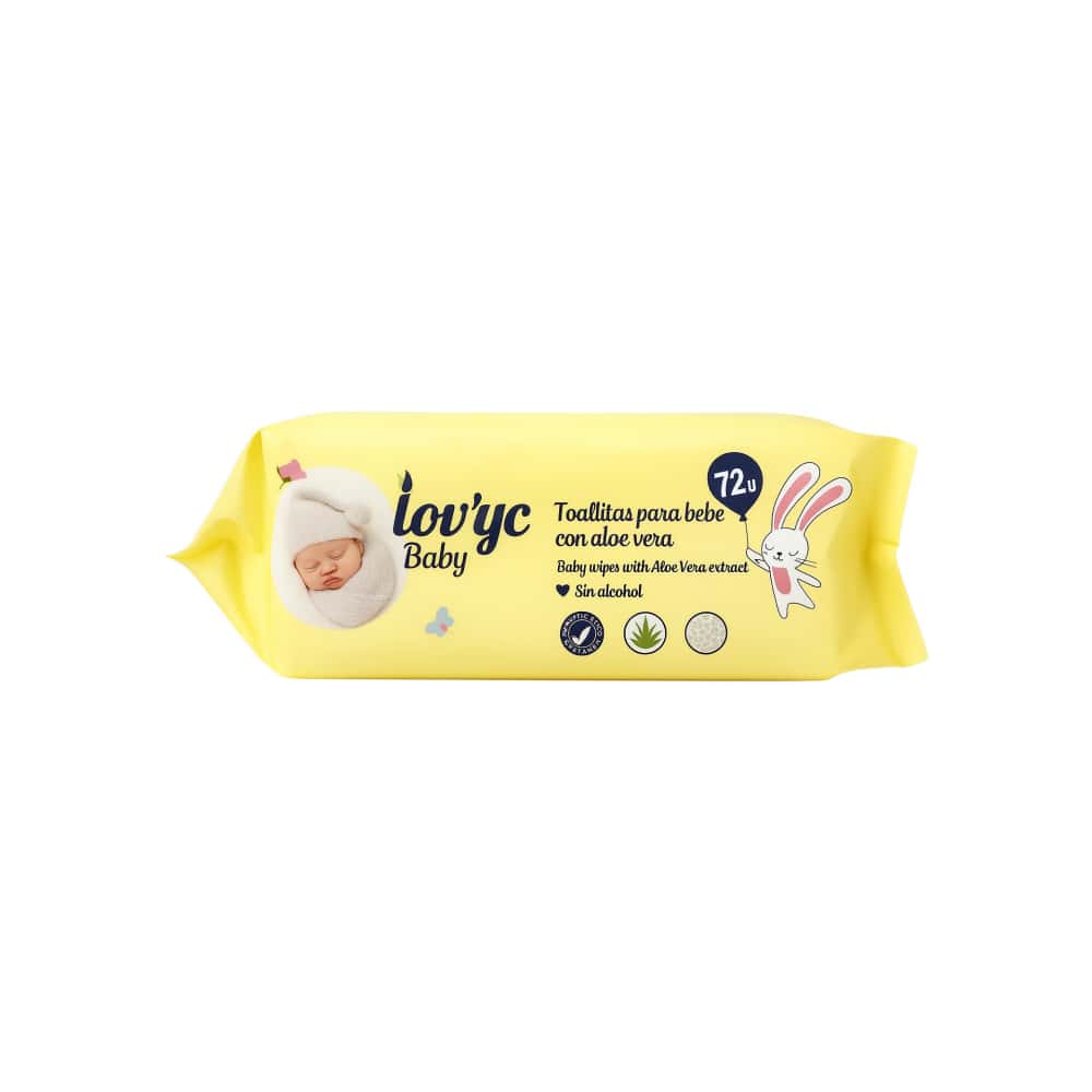 Toallitas húmedas para bebés con aloe vera Lov'yc Baby (72 U) - Miniatura 2