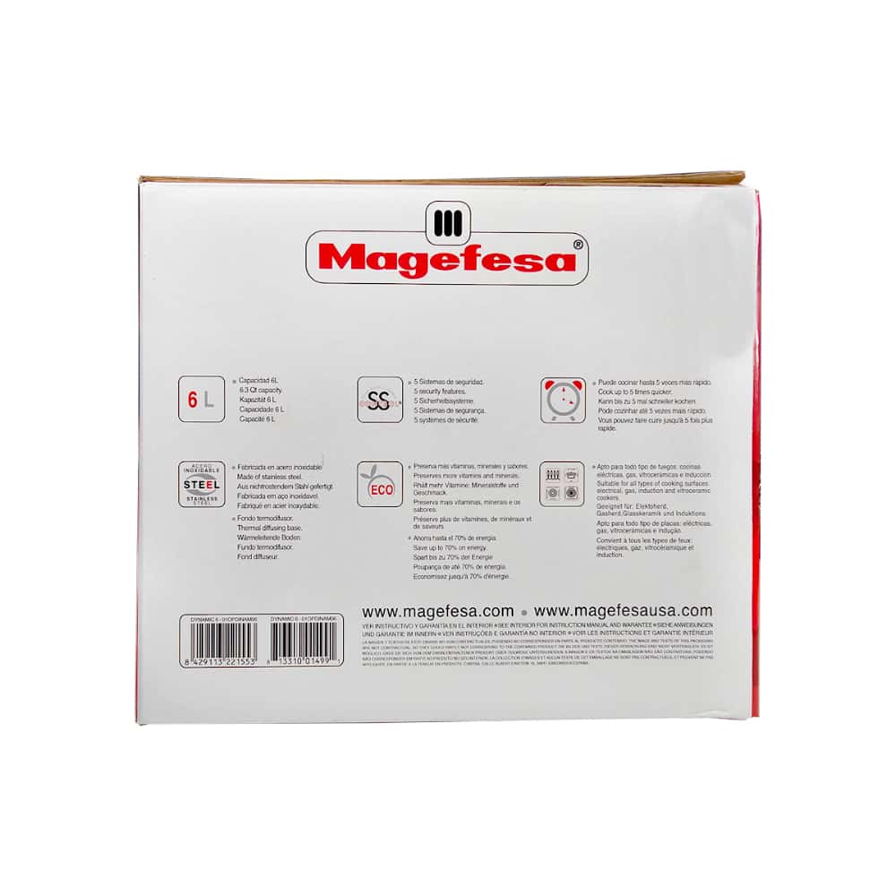 Olla a presión súper rápida de 6 L Dynamic Magefesa - Miniatura 4