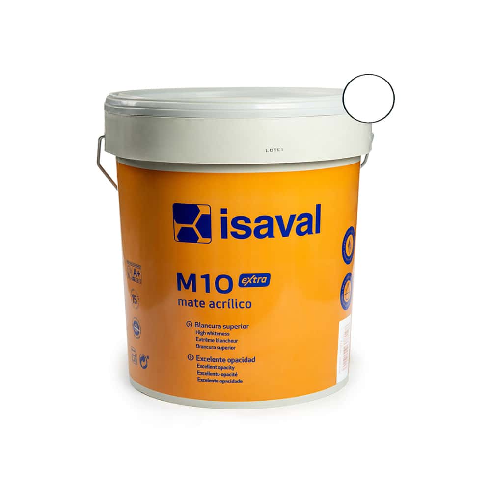 Pintura acrilica interior y exterior color blanco M - 10 extra Isaval (15 L) - Miniatura 1