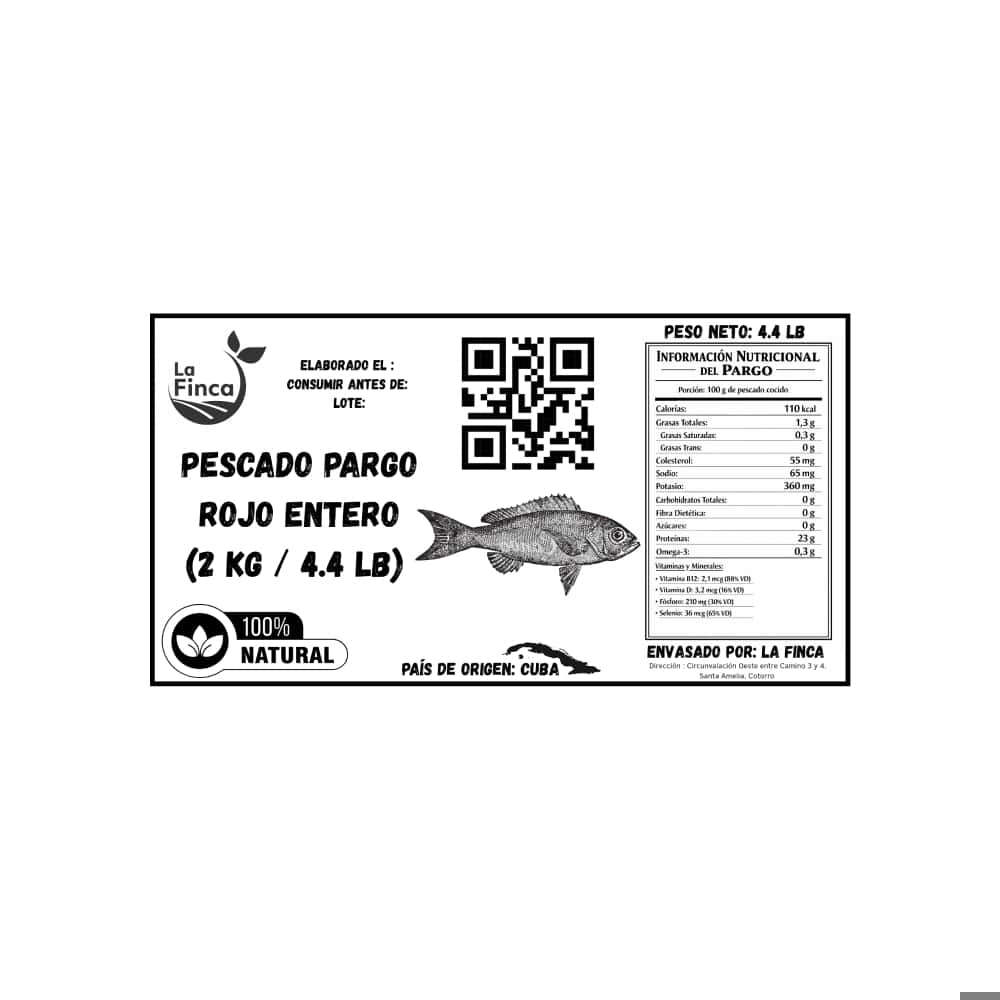 Pescado pargo rojo entero La Finca (2 kg / 4.4 lb) - Miniatura 4