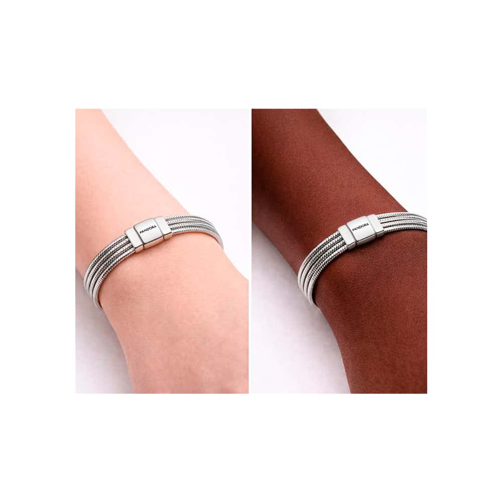 Pulsera de plata S925 estilo Pandora Reflexions multi cadenas de serpiente (17 cm) - Miniatura 3