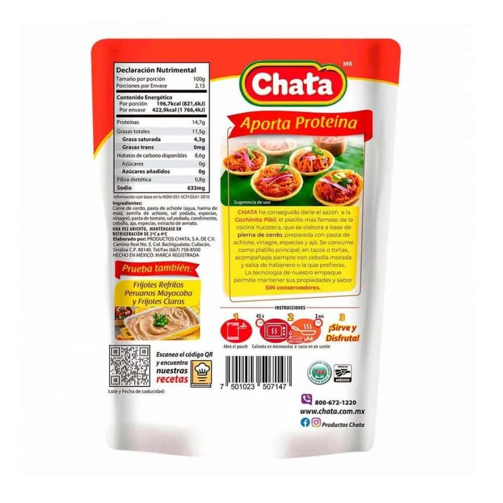 Cochinita pibil pierna de puerco condimentada Chata (215 g / 7.58 oz) - Miniatura 2