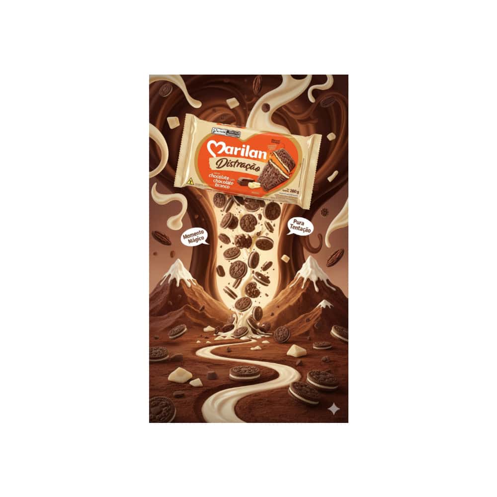 Galleta dulce sabor a chocolate rellena de galleta dulce sabor a chocolate blanco Marilan (3 x 280 g / 9.88 oz) - Miniatura 4