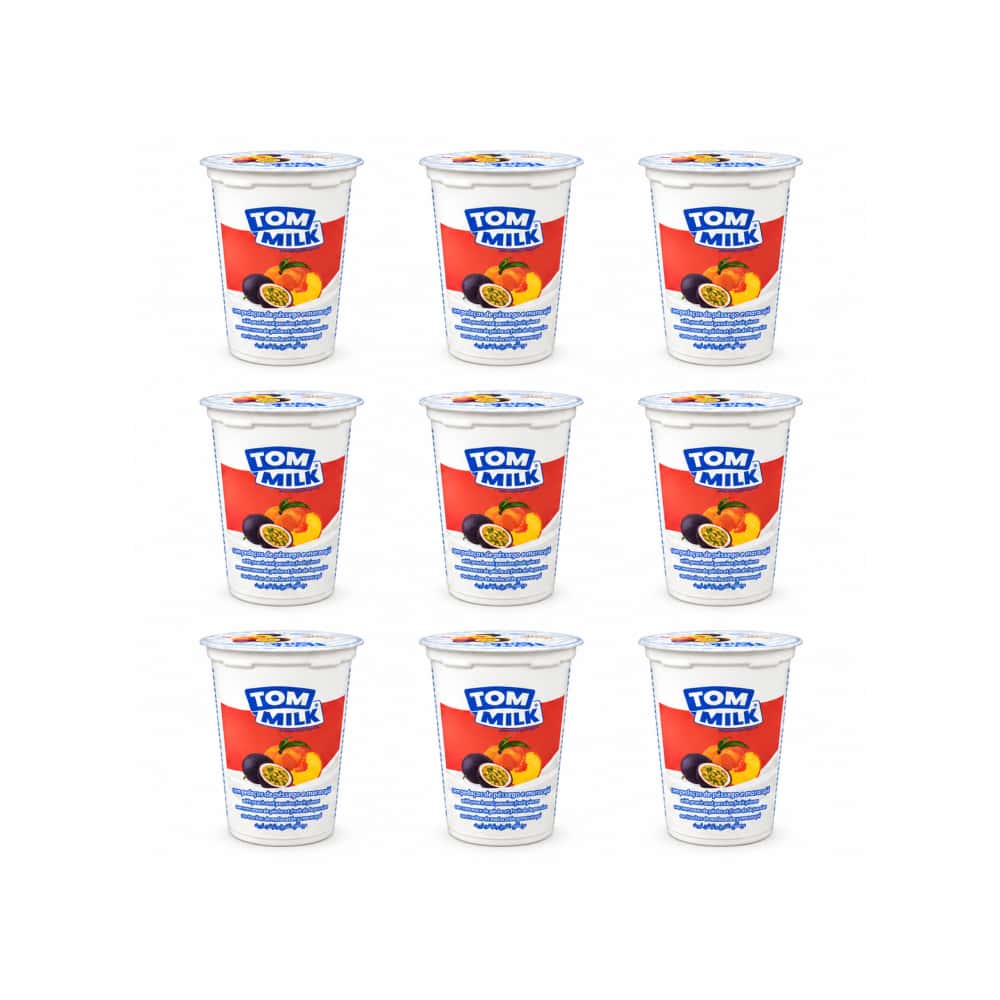 Yogurt pasteurizado sabor melocotón y maracuyá con trocitos de fruta Tom Milk (9 x 500 g / 1.10 lb) - Miniatura 1