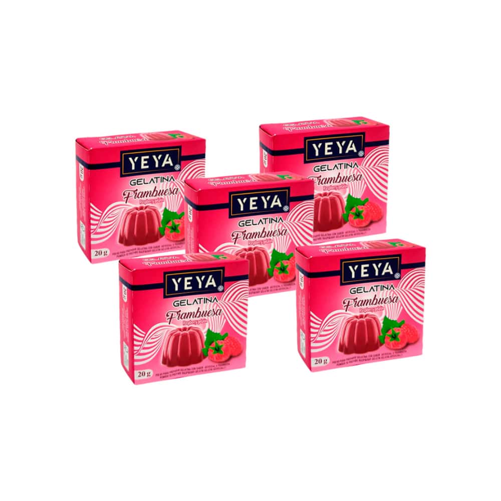 Gelatina sabor frambuesa YEYA (5 x 20 g) - Miniatura 1