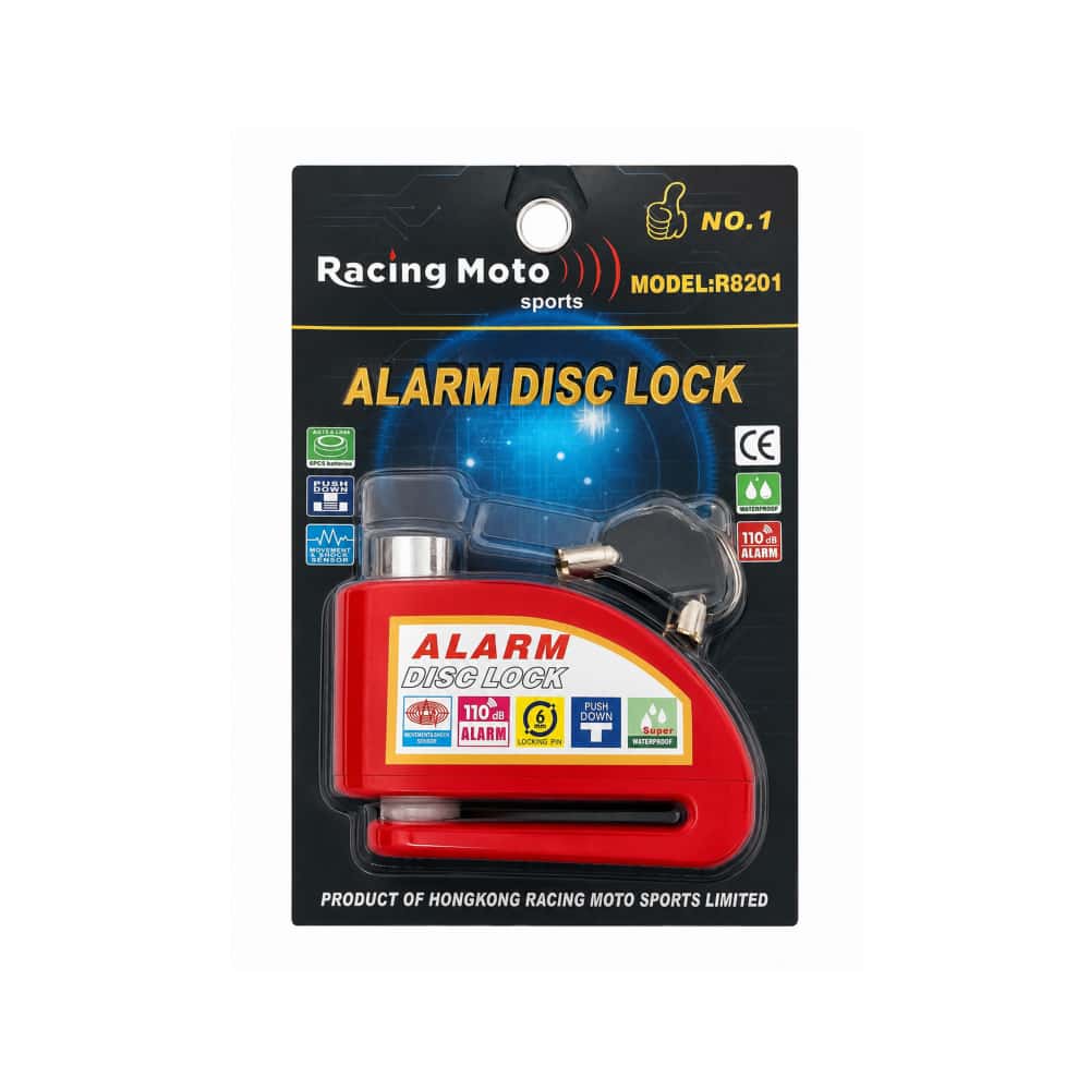 Candado de disco para motocicleta con alarma antirrobo de 110 dB Racing Moto R8201 - Miniatura 2