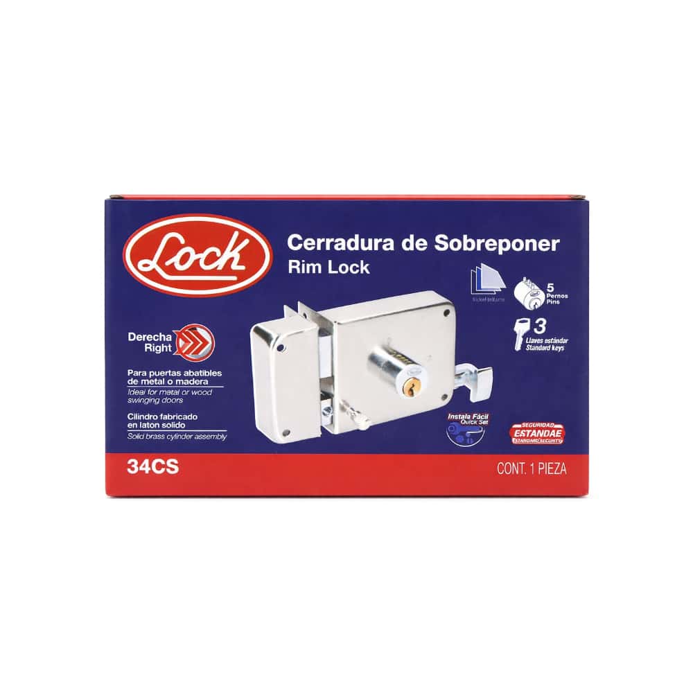 Cerradura de sobreponer función instala fácil 34CS Lock - Miniatura 2
