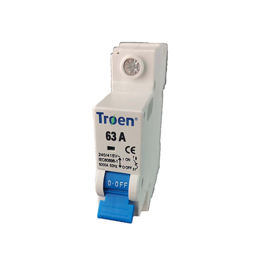Interruptor termomagnético tipo europeo. Breaker de 63 A 1 polo Troen - Miniatura 1
