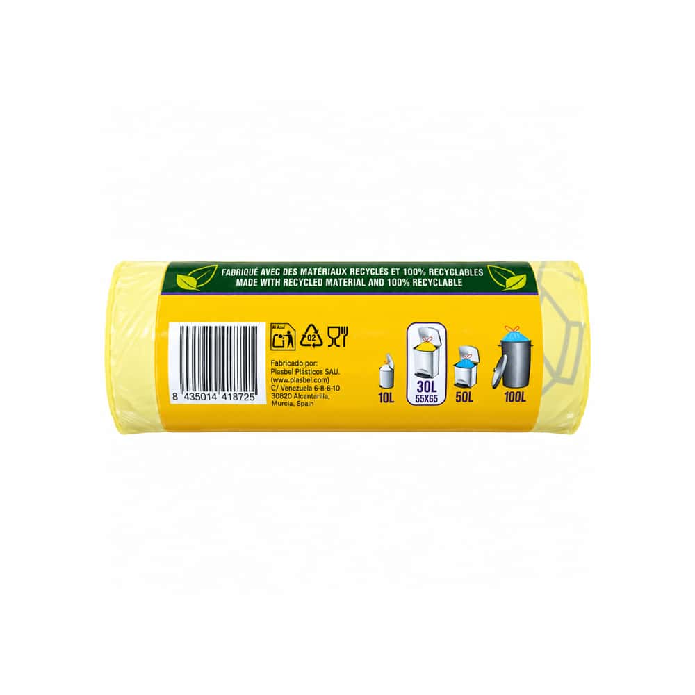 Bolsa de basura amarilla 30 L 55 x 65 cm Campos Elíseos (15 U) - Miniatura 2