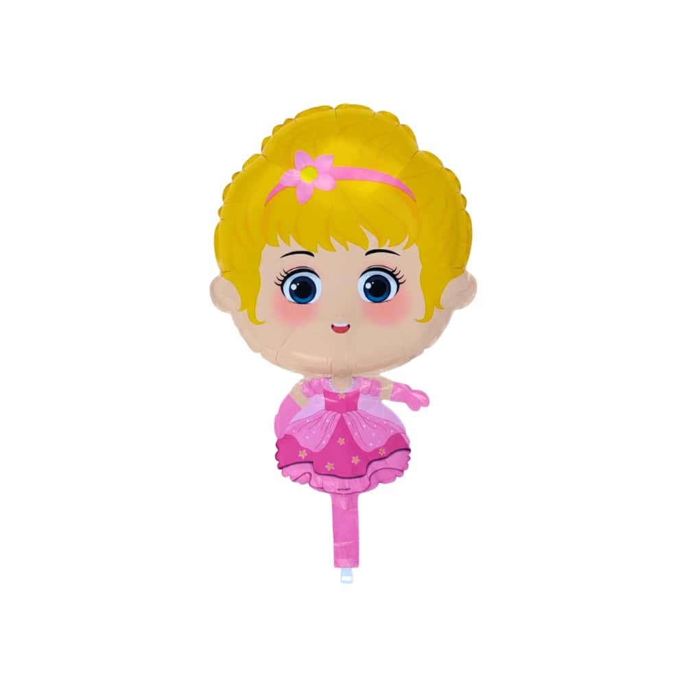Globo metálico con forma de princesa rubia con vestido rosado para fiestas y cumpleaños DBCY - Miniatura 3