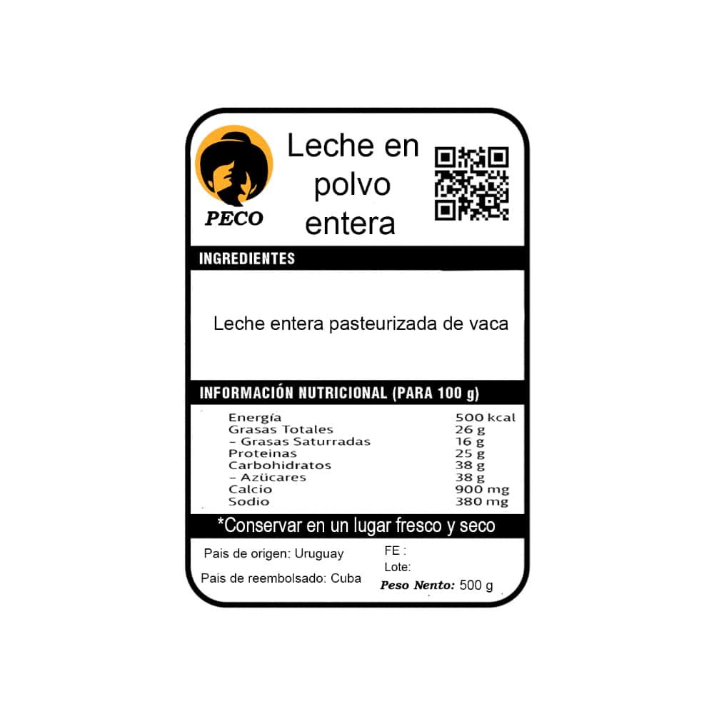 Leche en polvo entera Peco (3 x 500 g / 1.1 lb) - Miniatura 2