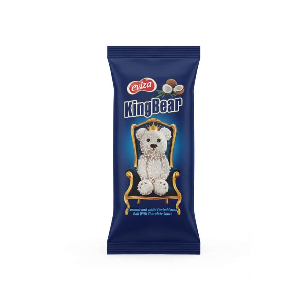Pastel de chocolate en forma de oso subierto con chocolate blanco y coco KingBear Eviza (40 g / 1.41 oz) - Miniatura 1