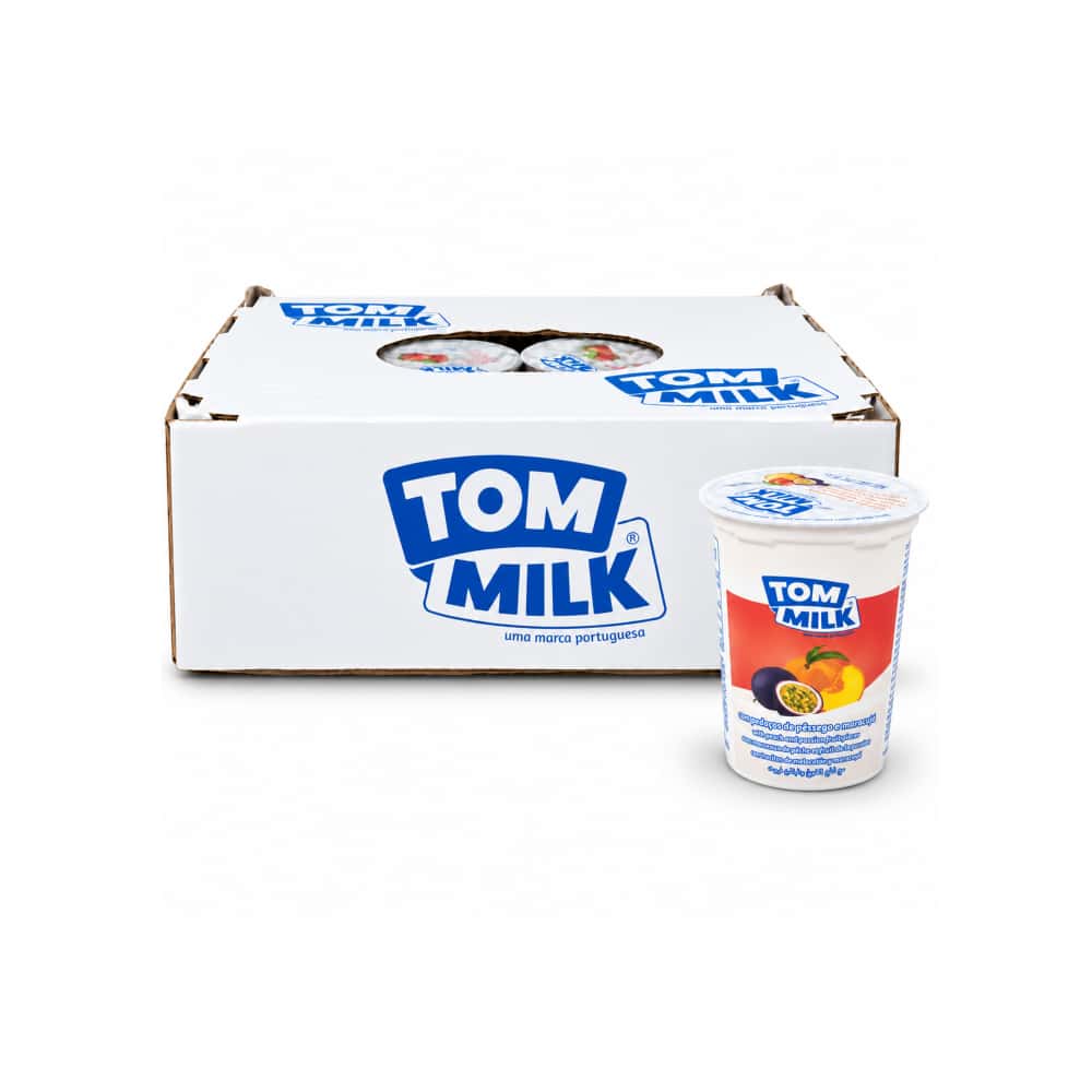 Yogurt pasteurizado sabor melocotón y maracuyá con trocitos de fruta Tom Milk (12 x 500 g / 1.10 lb) - Miniatura 1