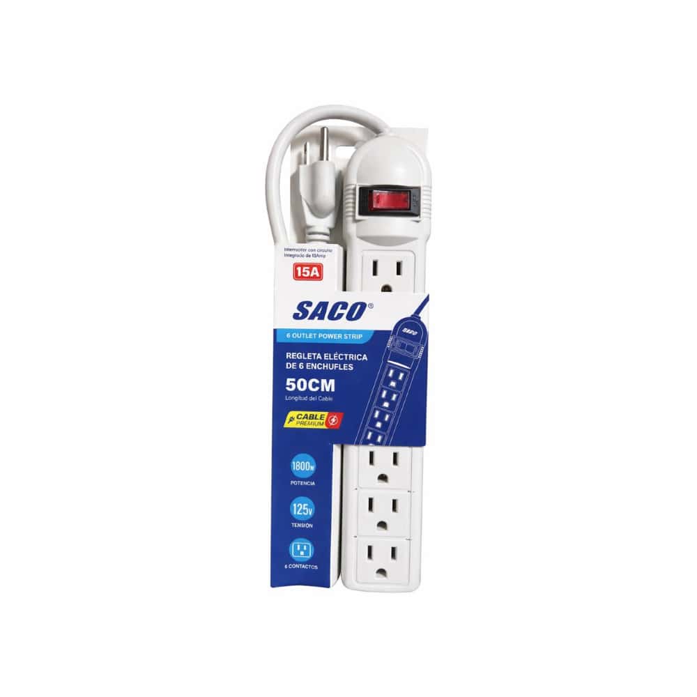 Extensión con sistema de 6 tomas y cable de 50 cm Saco 04-FR-33975 - Miniatura 2