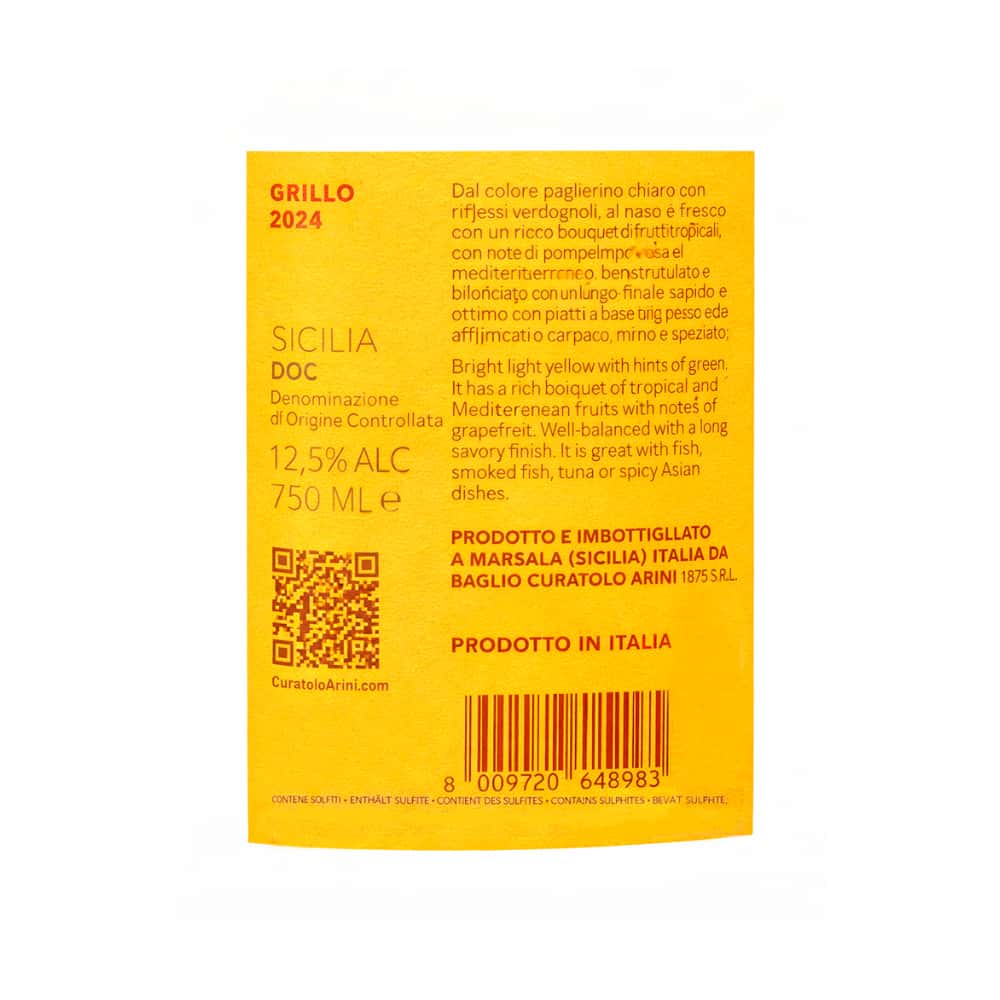 Vino blanco Grillo de Sicilia Curatolo Arini (750 ml) - Miniatura 3